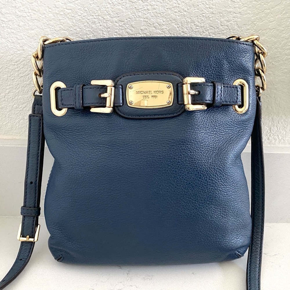 Michael Kors Navy Leather Shoulder Bag